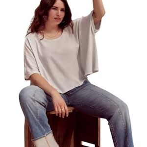 TORRID WOMEN'S PEARL BLUE FESTI OVERSIZED DOLMAN TEE SIZE 00 (M/L)